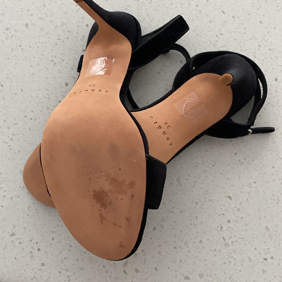 NWT SANDRO PARIS velvet heels 39 BLACK STRAPPY SANDAL - Picture 4 of 6